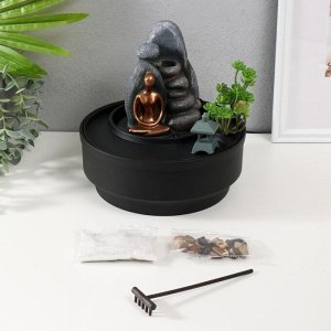 Фонтан настольный, японский сад камней «Сад камней», от сети с подсветкой, 21x21x21 см