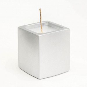 Свеча "Квадрат" в подсвечнике из гипса,5х6см,серебро