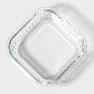 Контейнер для еды Доляна Basic, 520 мл, 13x6.5 см, квадратный, жаропрочного стекло, прозрачный