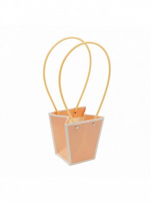 Сумка для цветов 12 х12,5 х8 см Полоса цвет персиковый арт.KZHD12,5-P+W