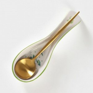 Подставка под ложку Доляна «Зелёный сад», 21.5x7.5 см, фарфор
