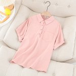 Женская рубашка с коротким рукавом, цвет розовый