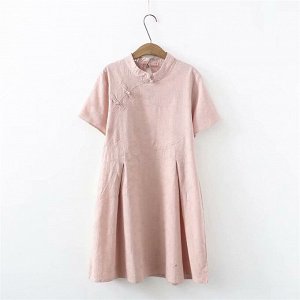 Женское платье в японском стиле, цвет светло-розовый