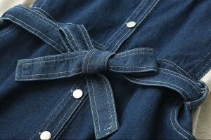Женское джинсовое платье, цвет синий/бежевый