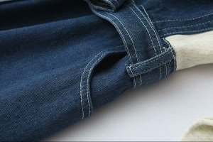 Женское джинсовое платье, цвет синий/бежевый