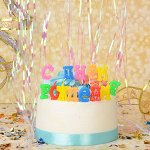 Свечи для торта &quot;С днем рождения&quot; с блестками
