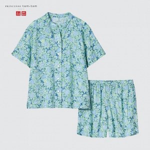 UNIQLO Princesse Tam Tam - милая пижама с ботаническим принтом - 65 BLUE