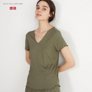 UNIQLO Princesse Tam Tam - свободная футболочка для сна - 56 OLIVE