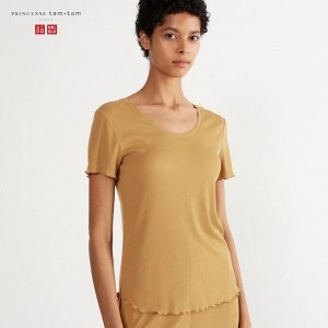 UNIQLO Princesse Tam Tam - свободная футболочка для сна - 34 BROWN