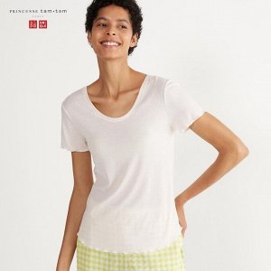 UNIQLO Princesse Tam Tam - свободная футболочка для сна - 01 OFF WHITE