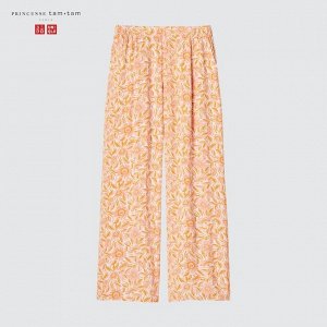 UNIQLO Princesse Tam Tam - легкие штаны с ботаническим узором - 69 NAVY