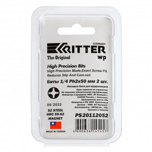 Бита Ritter WP PS20112052, с магнитом, сталь S2, PH2 х 50 мм, по 2 шт.