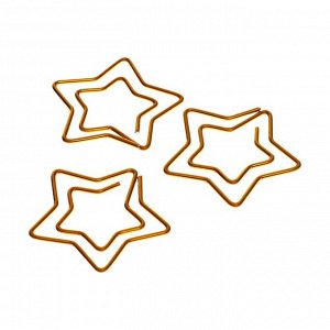 Скрепки канцелярские цветные GLOBUS "Звёздочка", 30 мм, 12 штук, золотые, евробокс