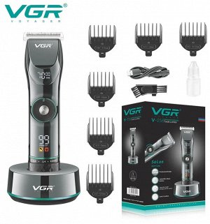 Профессиональная Машинка для стрижки волос, бороды, усов VGR-256 аккумуляторная LED дисплей