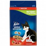 СУХОЙ КОРМ FELIX ДВОЙНАЯ ВКУСНЯТИНА ДЛЯ ВЗРОСЛЫХ КОШЕК, С МЯСОМ, 3 КГ