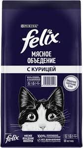 Сухой корм для кошек Felix Мясное объедение, с курицей, 10 кг