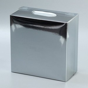 Коробка подарочная складная, упаковка, «Серебряная», 20 х 20 х 10 см