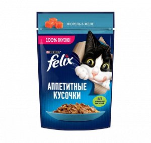 Felix Аппетитные кусочки влажный корм для взрослых кошек с форелью, в паучах - 75 г
