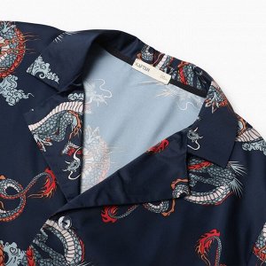 Пижама мужская (рубашка и брюки) KAFTAN "Дракон" размер, синий