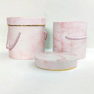 Коробка круглая Розовый мрамор