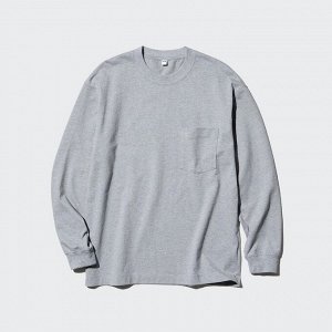 UNIQLO - хлопковый лонгслив с круглым вырезом - 00 WHITE