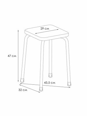 Табурет квадратный усиленный (до 170 кг) металлический с мягким сиденьем