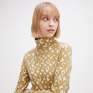 UNIQLO - водолазка Heattech с интересным узором дизайн Marimeko - 32 BEIGE