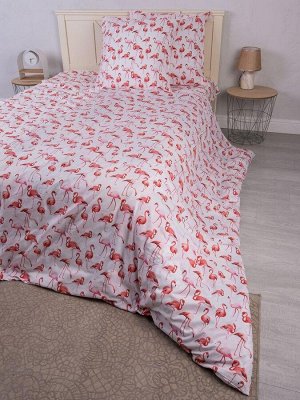 Комплект постельного белья 1,5-спальный, перкаль, детская расцветка (Фламинго)