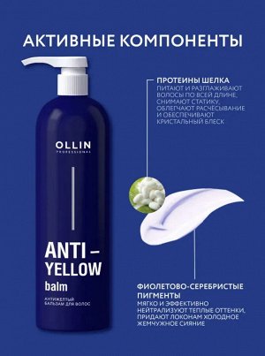 Ollin ANTI YELLOW Антижелтый бальзам для волос Оллин 500 мл OLLIN PROFESSIONAL