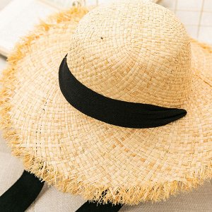 Детская солнцезащитная шляпа с широкими полями и завязками, цвет коричневый/чёрный