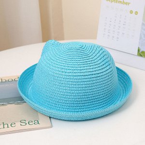 Детская солнцезащитная шляпа с ушками, цвет голубой