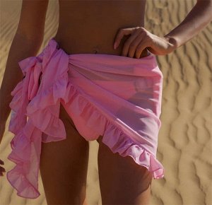 Женская короткая юбка-парео с оборками, цвет розовый
