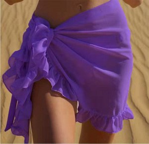 Женская короткая юбка-парео с оборками, цвет тёмно-фиолетовый