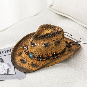 Солнцезащитная ажурная шляпа унисекс, цвет коричневый