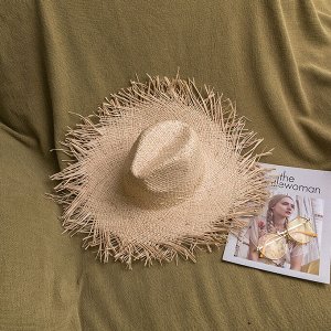 Солнцезащитная соломенная шляпа с широкими полями, унисекс, цвет бежевый