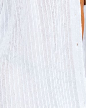 Женская удлинённая рубашка с поясом, длинными рукавами, на пуговицах, цвет белый