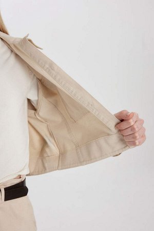 Куртка-рубашка из габардина обычного кроя с длинными рукавами