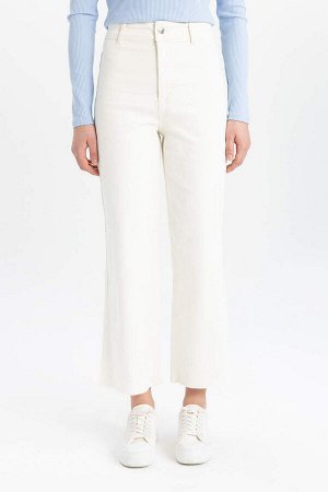 Укороченные джинсовые брюки до щиколотки с высокой талией-кюлотами