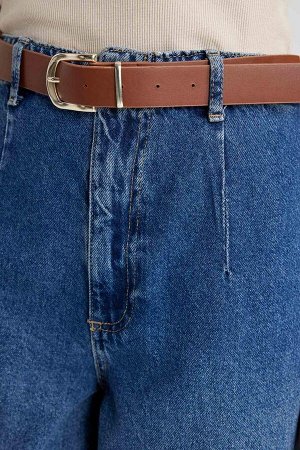 Джинсовые брюки-кюлоты длиной до щиколотки с высокой талией