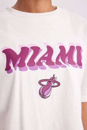 DeFactoFit Футболка с короткими рукавами и круглым вырезом NBA Miami Heat