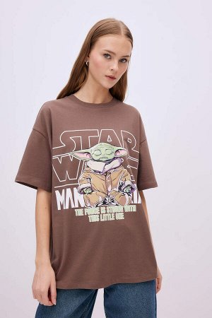 Унисекс крутая футболка оверсайз с круглым вырезом и короткими рукавами с принтом «Звездные войны»