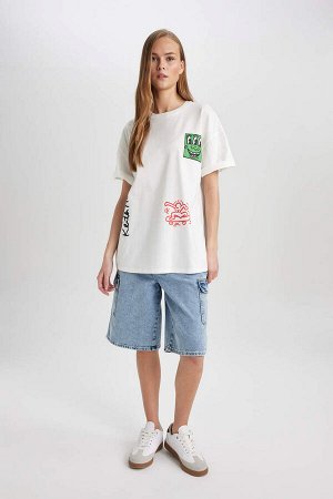 Унисекс футболка Keith Haring Oversize с круглым вырезом и принтом на спине с короткими рукавами