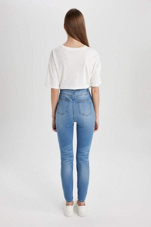 Длинные джинсовые брюки скинни с высокой талией Anna