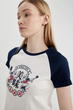 Облегающая футболка с короткими рукавами и принтом Cool Disney «Микки и Минни»