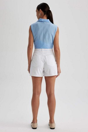DEFACTO Габардиновые шорты Mom Fit с высокой талией, 100 % хлопок