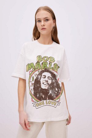 Футболка унисекс Bob Marley One Love Oversize с круглым вырезом и принтом с короткими рукавами