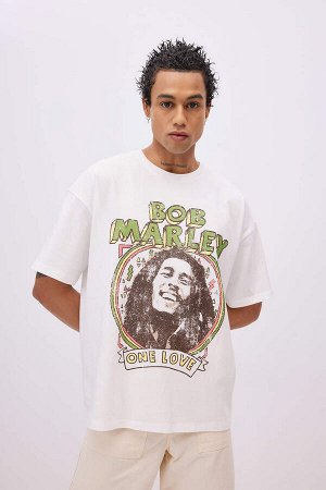 Футболка унисекс Bob Marley One Love Oversize с круглым вырезом и принтом с короткими рукавами