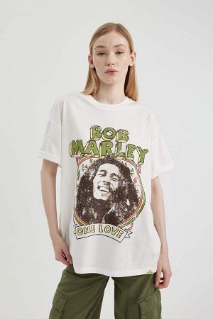 Футболка унисекс Bob Marley One Love Oversize с круглым вырезом и принтом с короткими рукавами