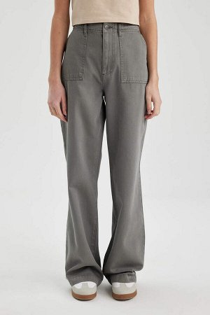 DEFACTO Стандартные габардиновые брюки с широкой талией и нормальной талией