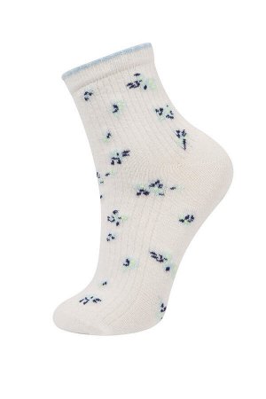 Женские хлопковые носки из трех предметов с цветочным узором